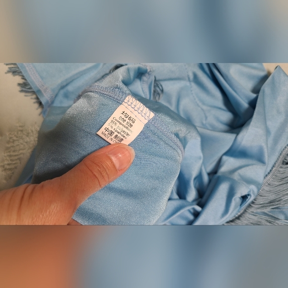 NWOT Fringe Detail Sky Blue Dancer Or Cover Up Skirt - Picture 5 of 5